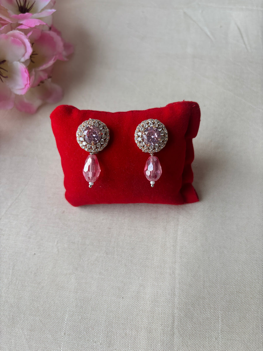 Blush Pink Crystal Drop Stud Earrings