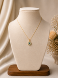 Blue & Gold Evil Eye Pendant Chain .
