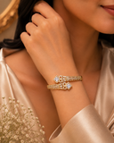 Royal Gold Princess Cut Zircon Anti-Tarnish Cuff Bracelet
