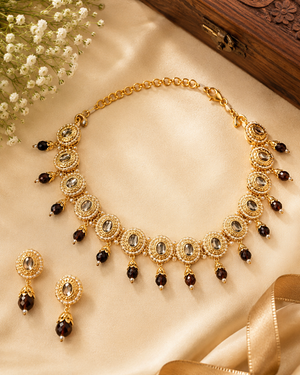 Amethyst Crystal Kundan Necklace Set