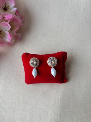 Clear White Quartz Drop Stud Earrings