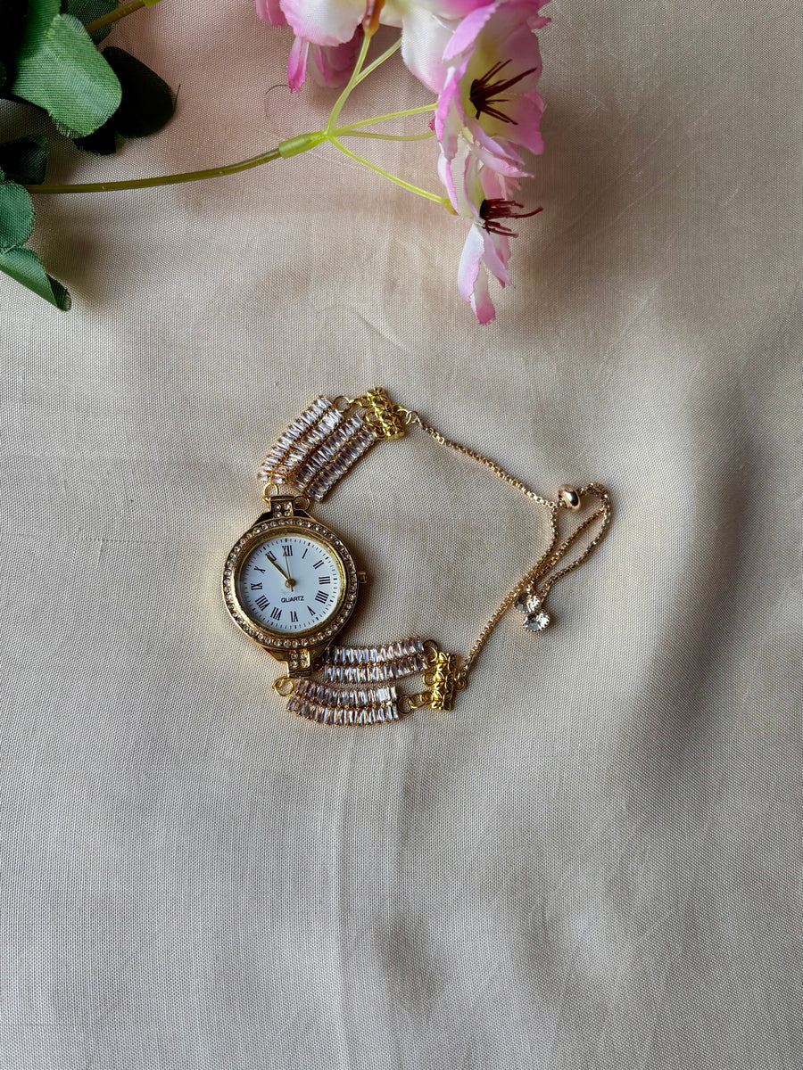 Gold & Silver Dual Shine Bracelet Watch