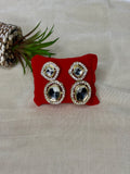 Silver Mirror Kundan Stud Earrings for Festive & Wedding Wear