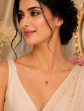 Red Gold Floral Pendant Necklace