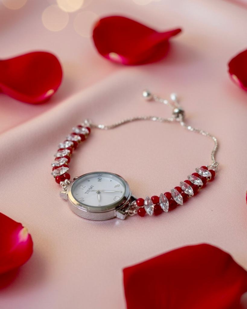 ❤️ Ruby Romance Crystal Bracelet Watch