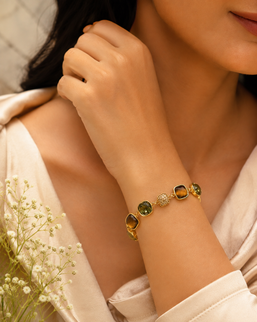 Multicolor Crystal & Zircon Premium Link Bracelet (Anti-Tarnish)