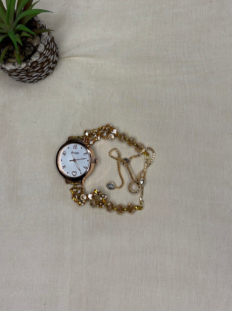 Rose Gold Crystal Bracelet Watch