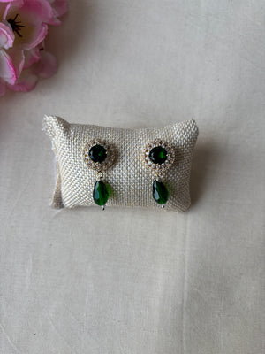 Emerald Green Crystal Drop Stud Earrings