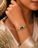 Elegant Gold Emerald Crystal Anti-Tarnish Designer Bracelet