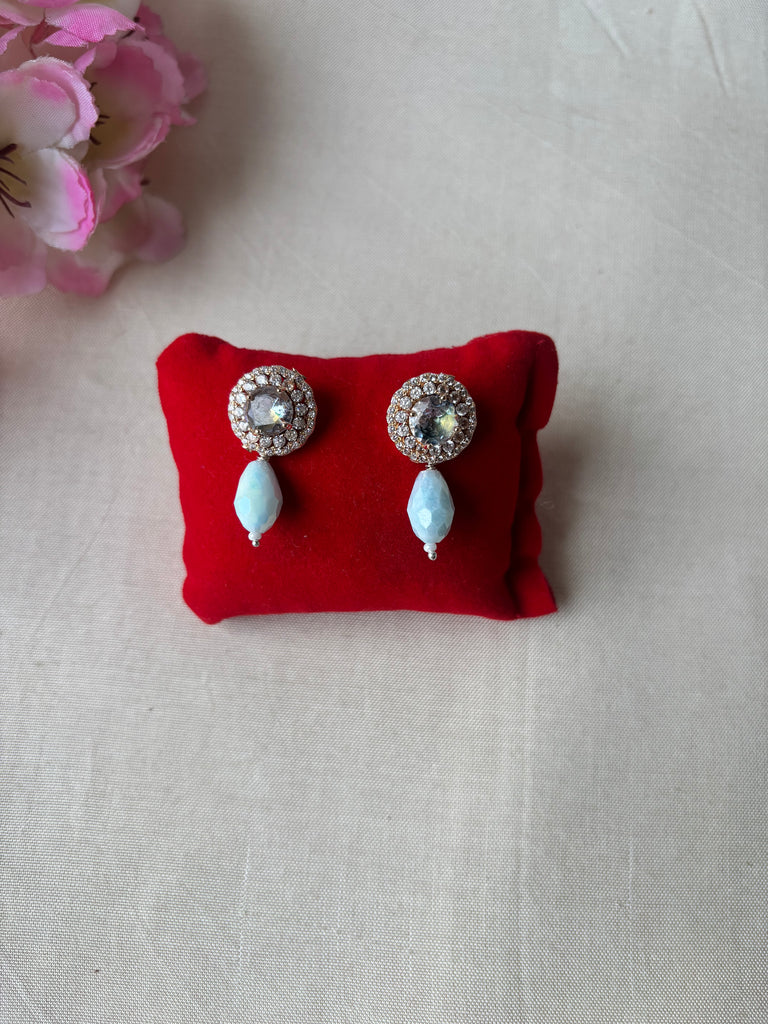 Champagne Quartz Drop Stud Earrings