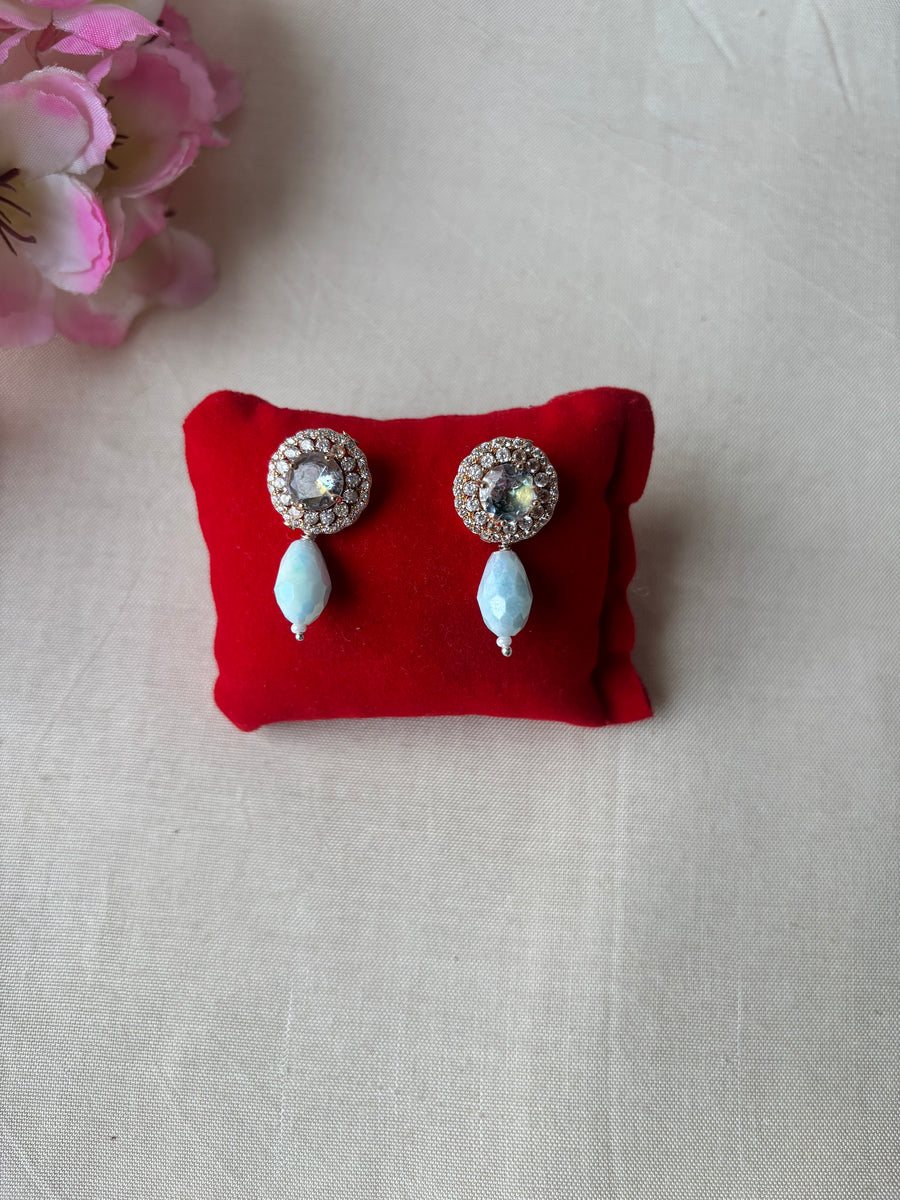 Champagne Quartz Drop Stud Earrings