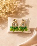 Lime Green Kundan Beaded Drop Earrings