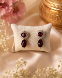 Ruby Red Garnet Drop Stud Earrings