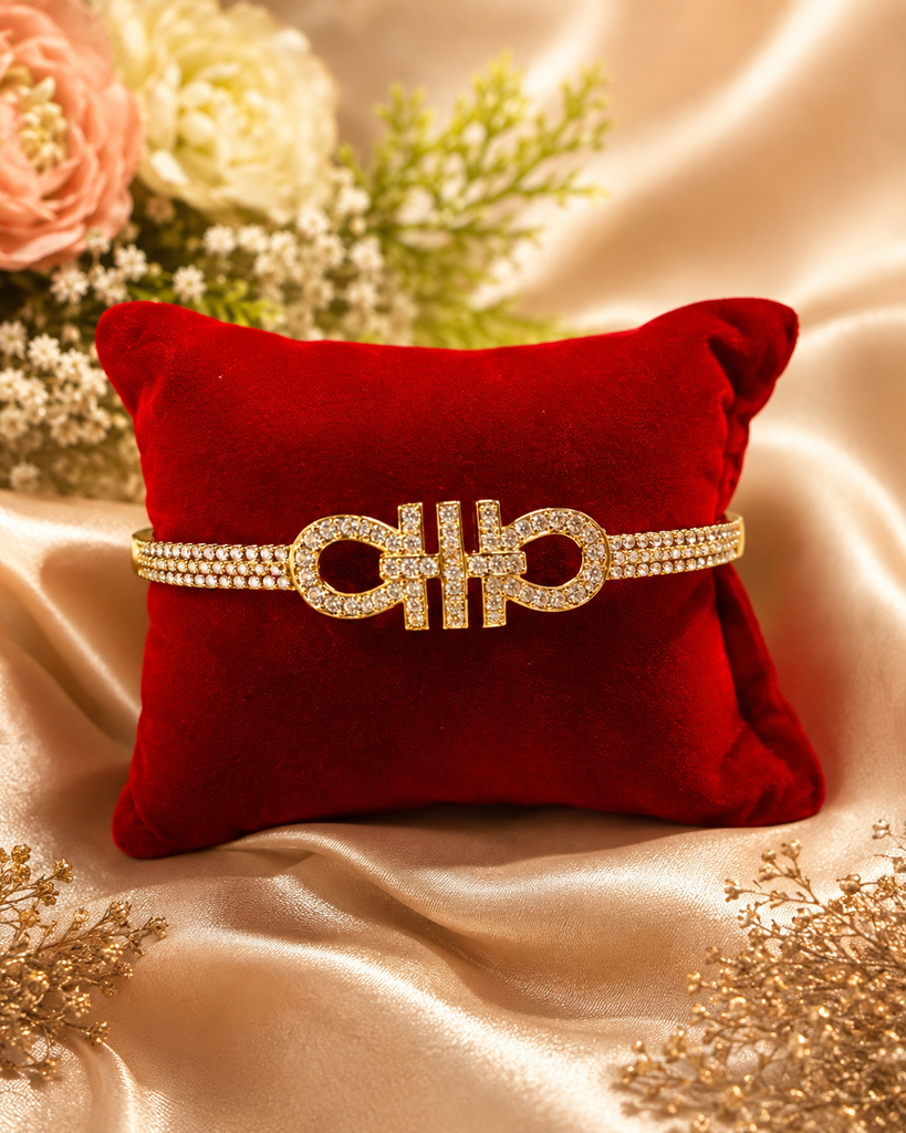 Premium Gold Micro Zircon Link Anti-Tarnish Statement Bracelet