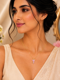 Pink Crystal Cat Pendant Necklace