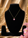 Pink Crystal Heart Pendant Necklace