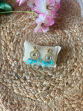 Aqua Blue & Turquoise Kundan Beaded Drop Earrings