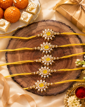 Yellow Pearl Floral Rakhi