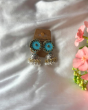 Firozi Blue Fabric Earrings