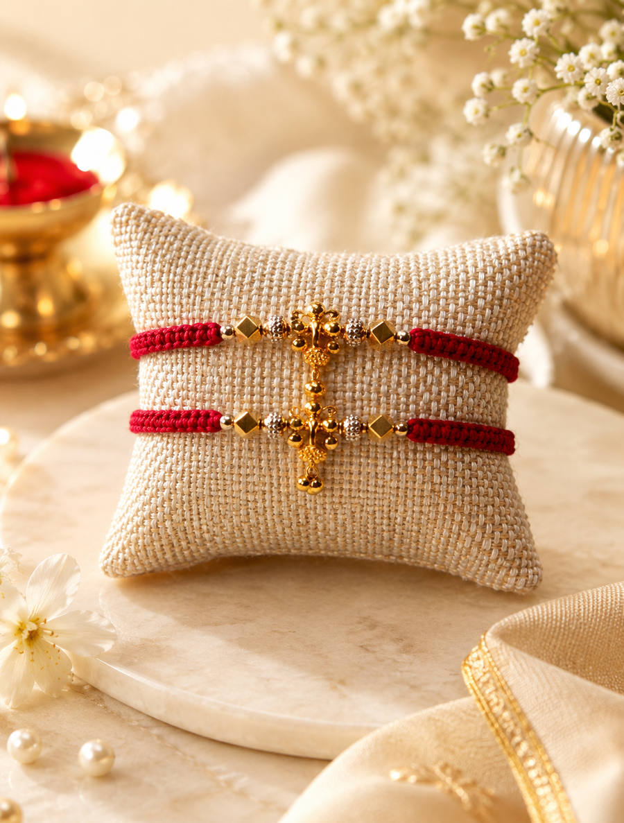 Golden Kalash Charm Rakhi