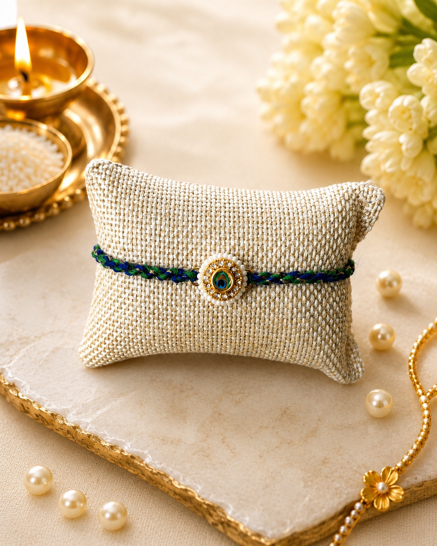 Mayur Pearl Charm Rakhi