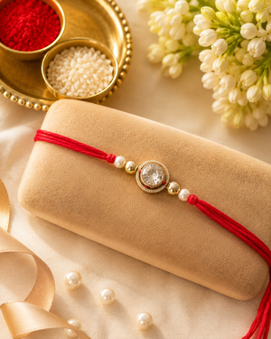 Handcrafted Crystal & Pearl Minimal Rakhi