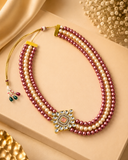Metallic Copper Pearl Kundan Necklace