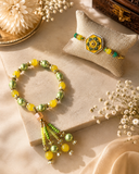 Lime Green & Yellow Beaded Lumba Rakhi