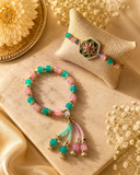 Pink & Aqua Beaded Lumba Rakhi