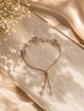 ⁠Purple Crystal Stone Adjustable Bracelet