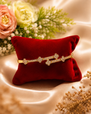 Luxury Gold Floral Zircon Anti-Tarnish Open Bangle Bracelet