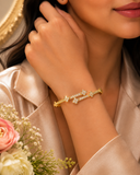 Luxury Gold Floral Zircon Anti-Tarnish Open Bangle Bracelet