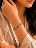 Green & Champagne Crystal Zircon Statement Cuff Bracelet (Anti-Tarnish)