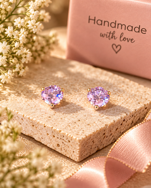 Pink Crystal Stud Earrings