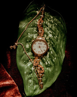 Rose Gold Crystal Bracelet Watch