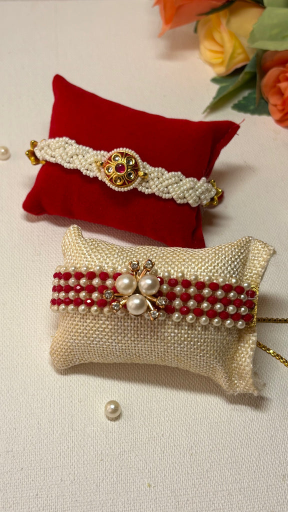 Pearl And Crystal Couple Rakhi