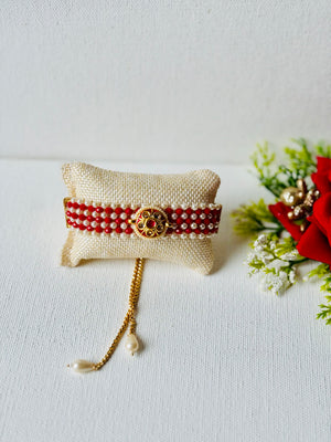 Red Crystal And Pearl Bracelet