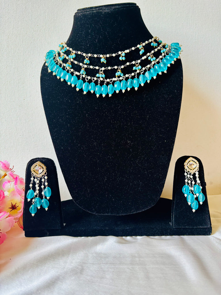 Turquoise Elegance Statement Necklace With Earrings