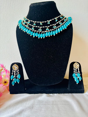 Turquoise Elegance Statement Necklace With Earrings