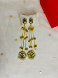 Green Kundan N Gold Kashmiri Earrings