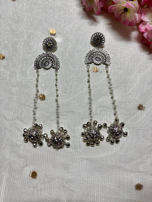 Oxidised Silver Kashmiri Earrings
