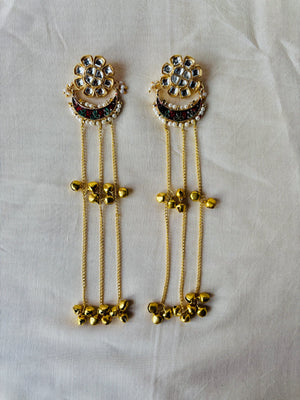 Golden Kundan Meenakari Kashmiri Earrings