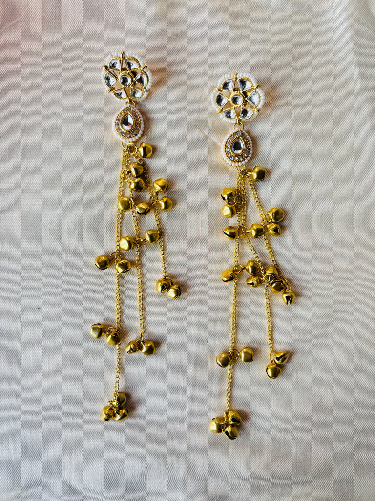 Flower Kundan Kashmiri Statement Earrings