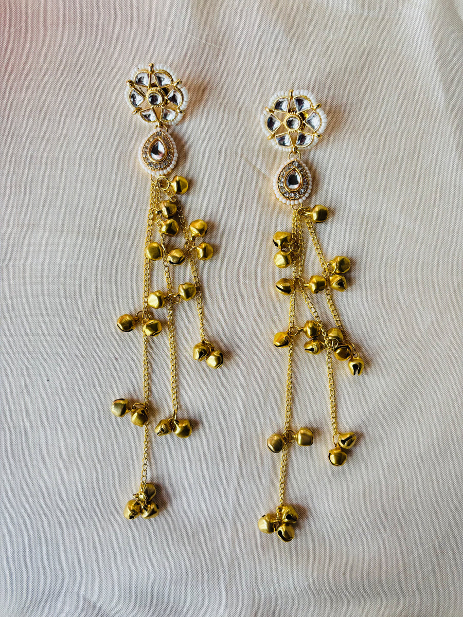 Flower Kundan Kashmiri Statement Earrings