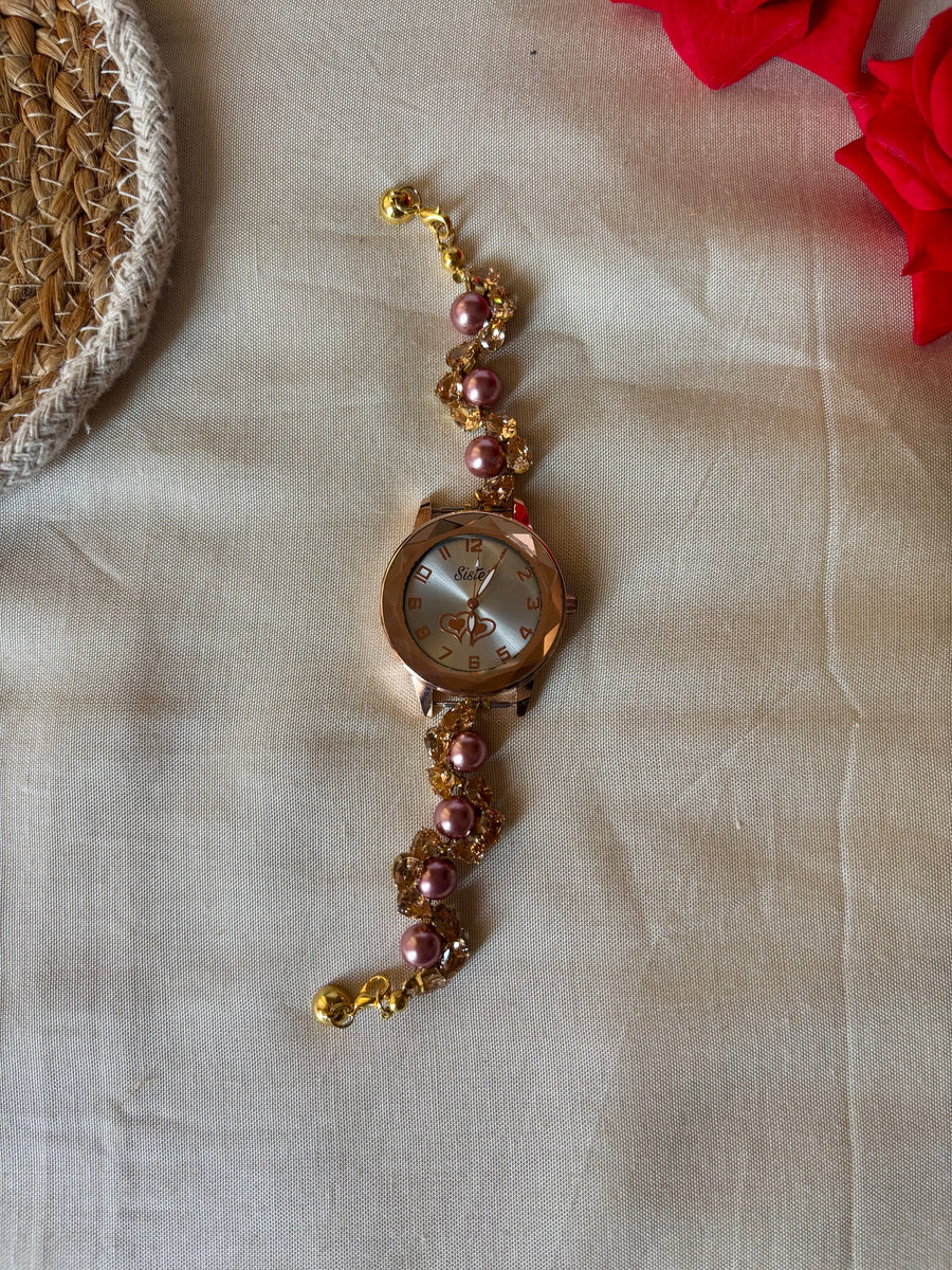 Rose Gold Pearl Bracelet Watch