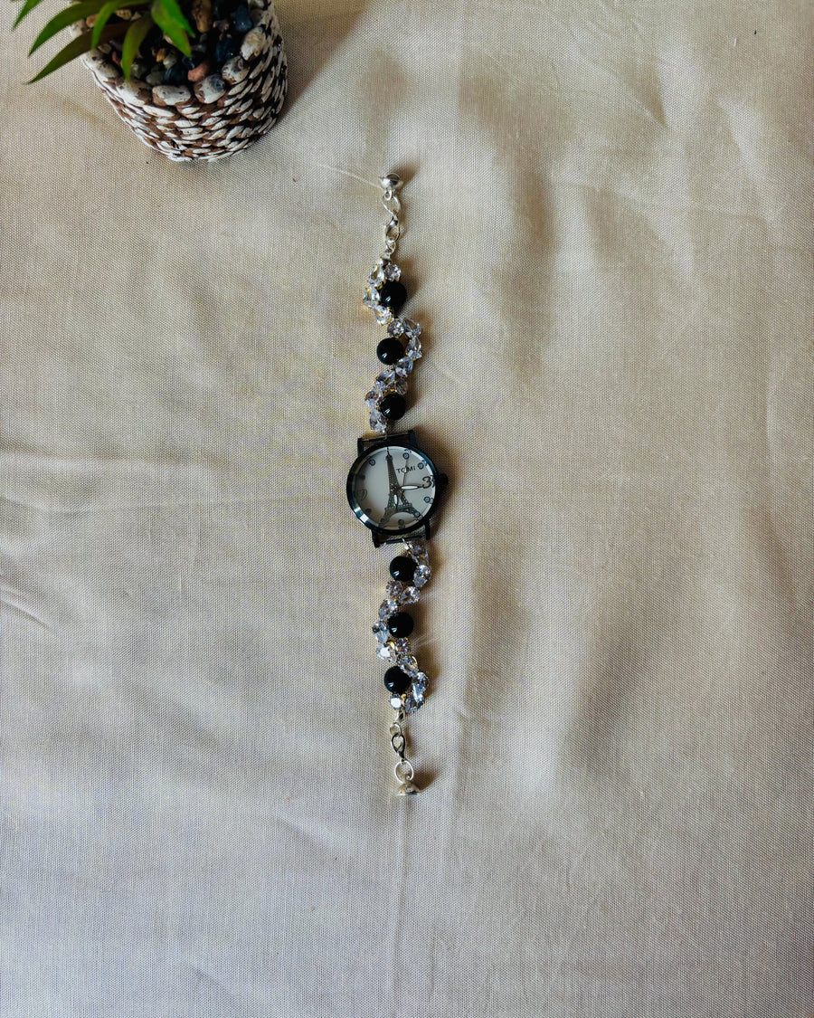 🖤 Parisian Black Crystal Bracelet Watch