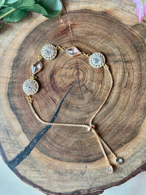 Blush Pink Crystal Stone Adjustable Bracelet