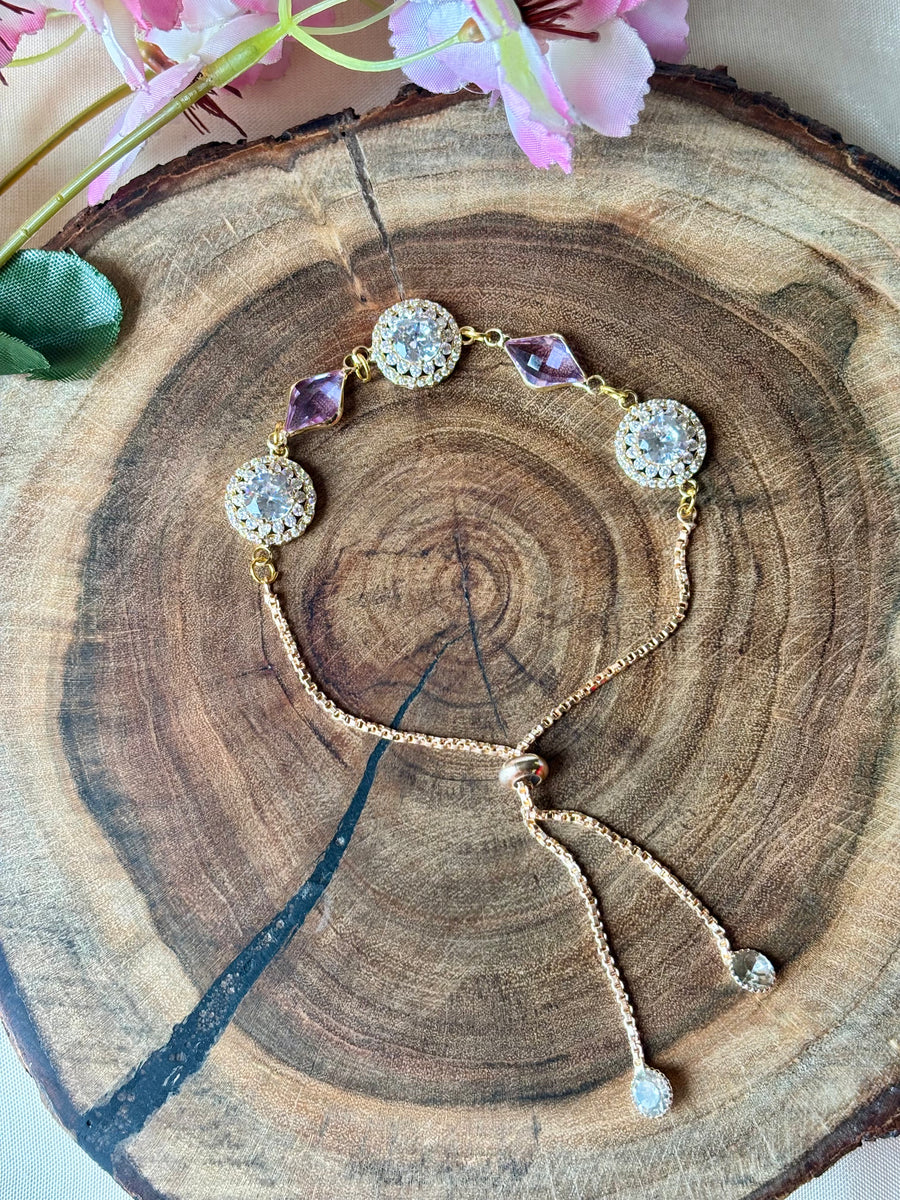 Lavender Crystal Stone Adjustable Bracelet