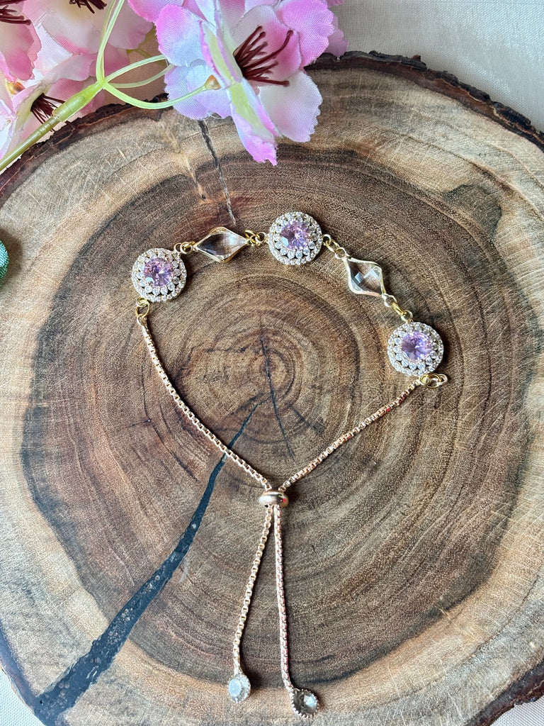 ⁠Purple Crystal Stone Adjustable Bracelet