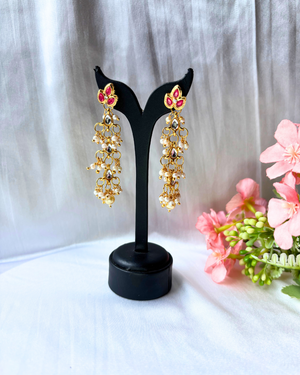 Pink Kundan Danglers